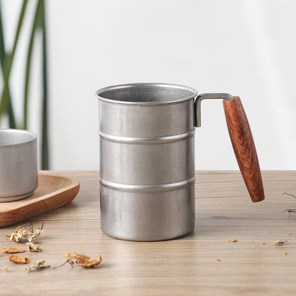 Gohobi Stainless Steel Mug Wooden Lid and Handle