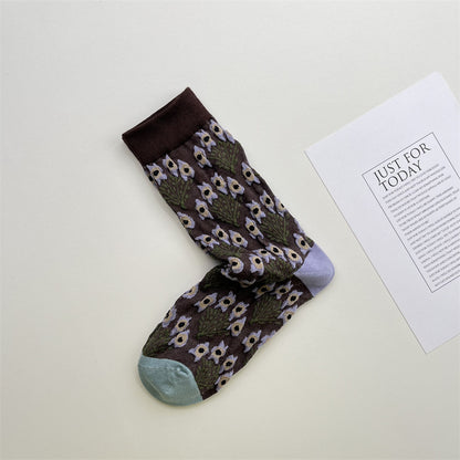 Gohobi Embossed Floral Geometric Socks