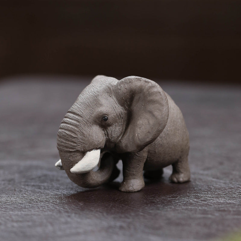 Gohobi Yixing Purple Clay Elephant Tea Pet – Handmade Lucky Tea Table Ornament