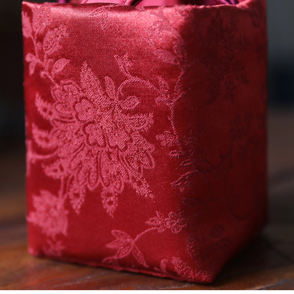 Gohobi Weaving Brocade Silk Fabric Teaware Storage Travel Bag