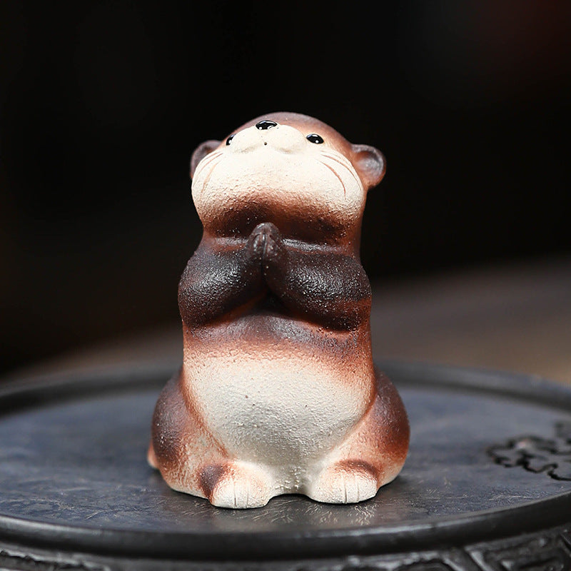 Gohobi Handmade Ceramic YiXing Clay Otter Ornament Tea pet