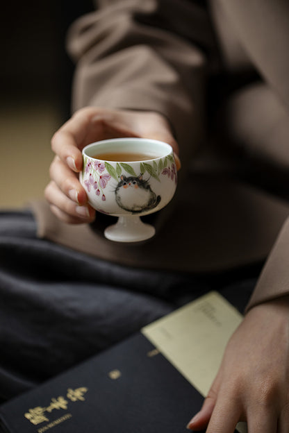 Gohobi Hand-Painted Cat High-Foot Cup