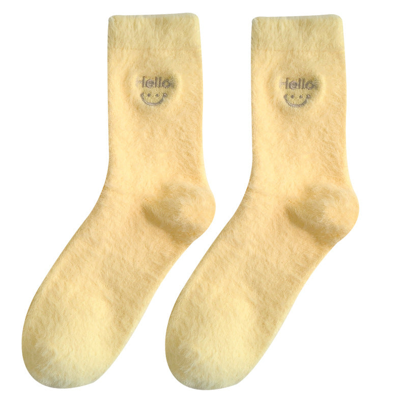 Gohobi Hello Smiling Mink Fleece Socks