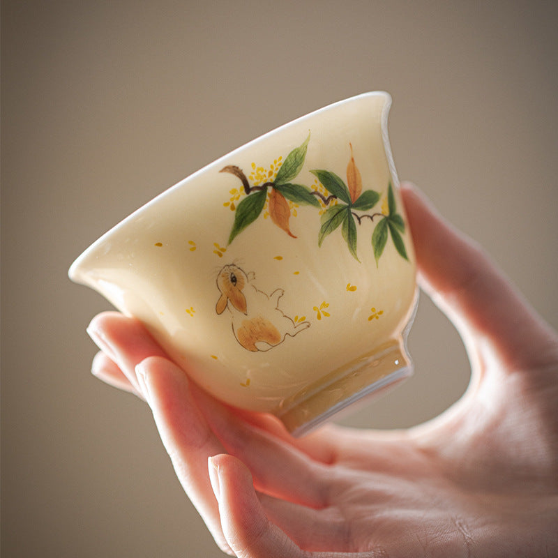 Gohobi Hand-Painted Osmanthus Rabbit Gaiwan