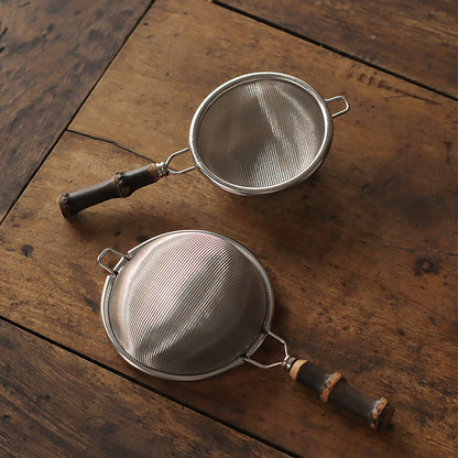 Gohobi New Purple Bamboo Handle Stainless Steel Tea Strainer