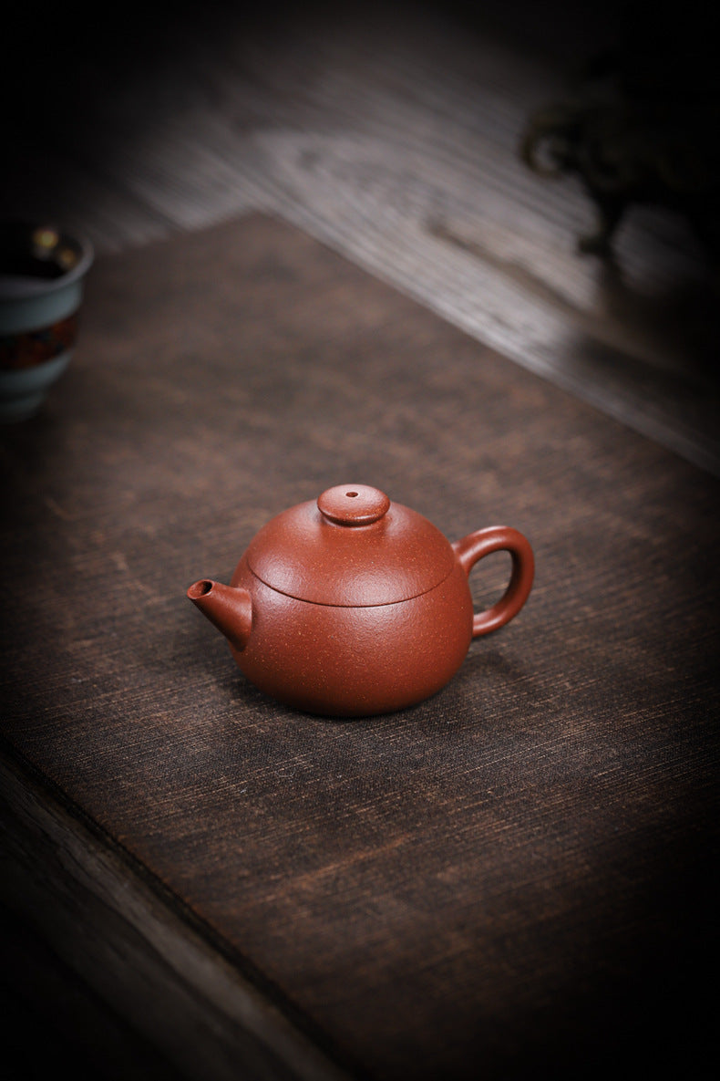 [Chingshui Tang 青水堂] Handmade Yixing Zisha Sandy Purple Clay Teapot – 90ml Handmade Original Ore Jiangpo Clay Bowl-Shaped Teapot, Thin Body with Built-in Filter, Gongfu Small Teaware