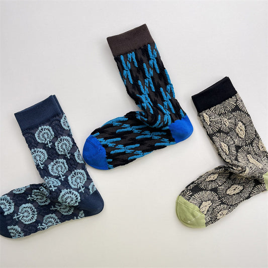 Gohobi Geometric Embossed Irregular Pattern Socks