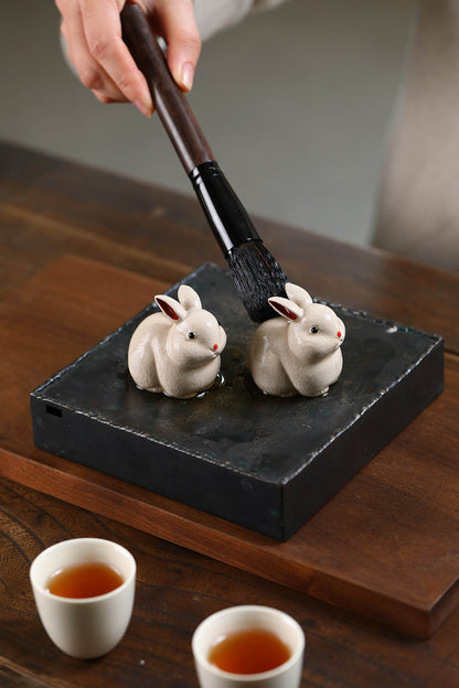 Gohobi Yixing Purple Clay Rabbit Tea Pet – Handmade Zodiac Bunny Tea Table Ornament
