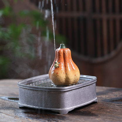 Gohobi Yixing Purple Clay Gourd Frog Tea Pet – Handmade Water-Spraying Ornament