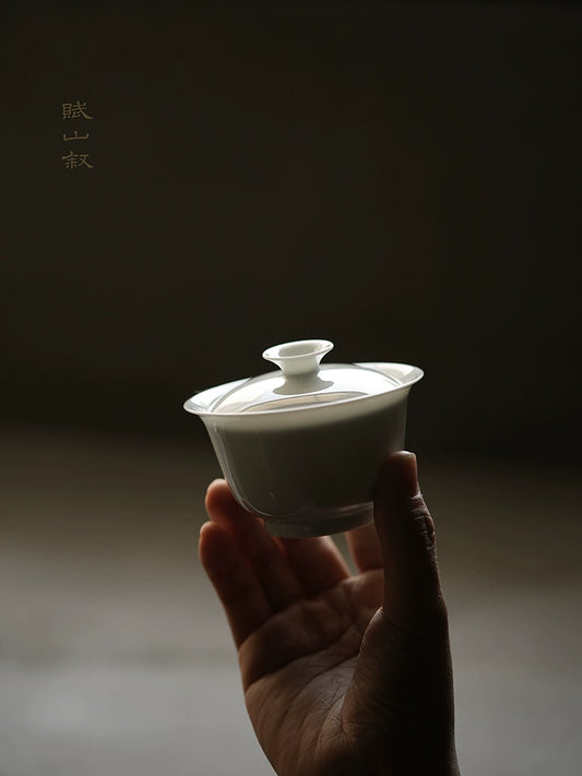 [賦山敘 x Gohobi] Jingdezhen Handmade Tea Testing Blue and White Jade Ceramic Gaiwan