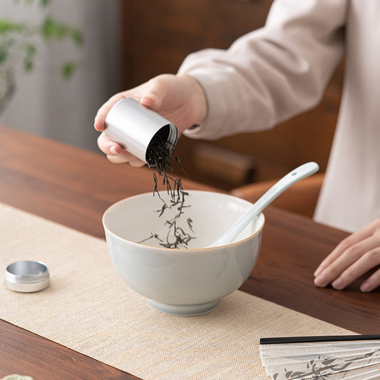 Gohobi Japanese Style Ice Grey and Green Bowl