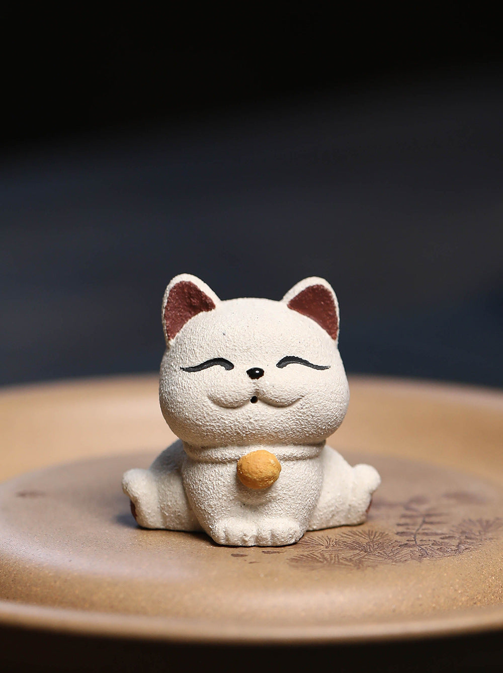 Gohobi Handmade Ceramic YiXing Clay Lucky Cat Ornament Tea pet