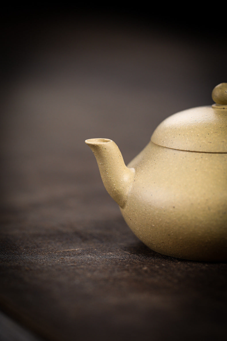 [Chingshui Tang 青水堂] Handmade Yixing Green Zisha Clay Junde Teapot – 110ml “Ben Lü” Clay Gongfu Teapot with Inner Push Hole, Thin-Walled Design for Chaozhou Brewing