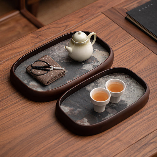 Gohobi Rock Surface Oval Tea Tray