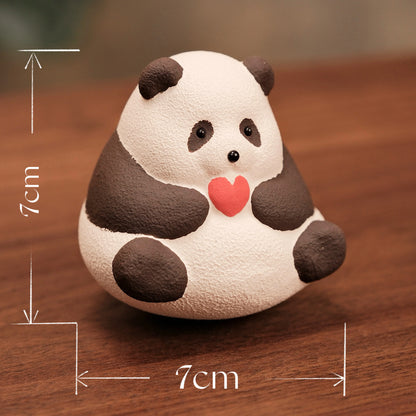 Gohobi Handcrafted Ceramic Giant Panda Tumbler Tea Pet Ornament