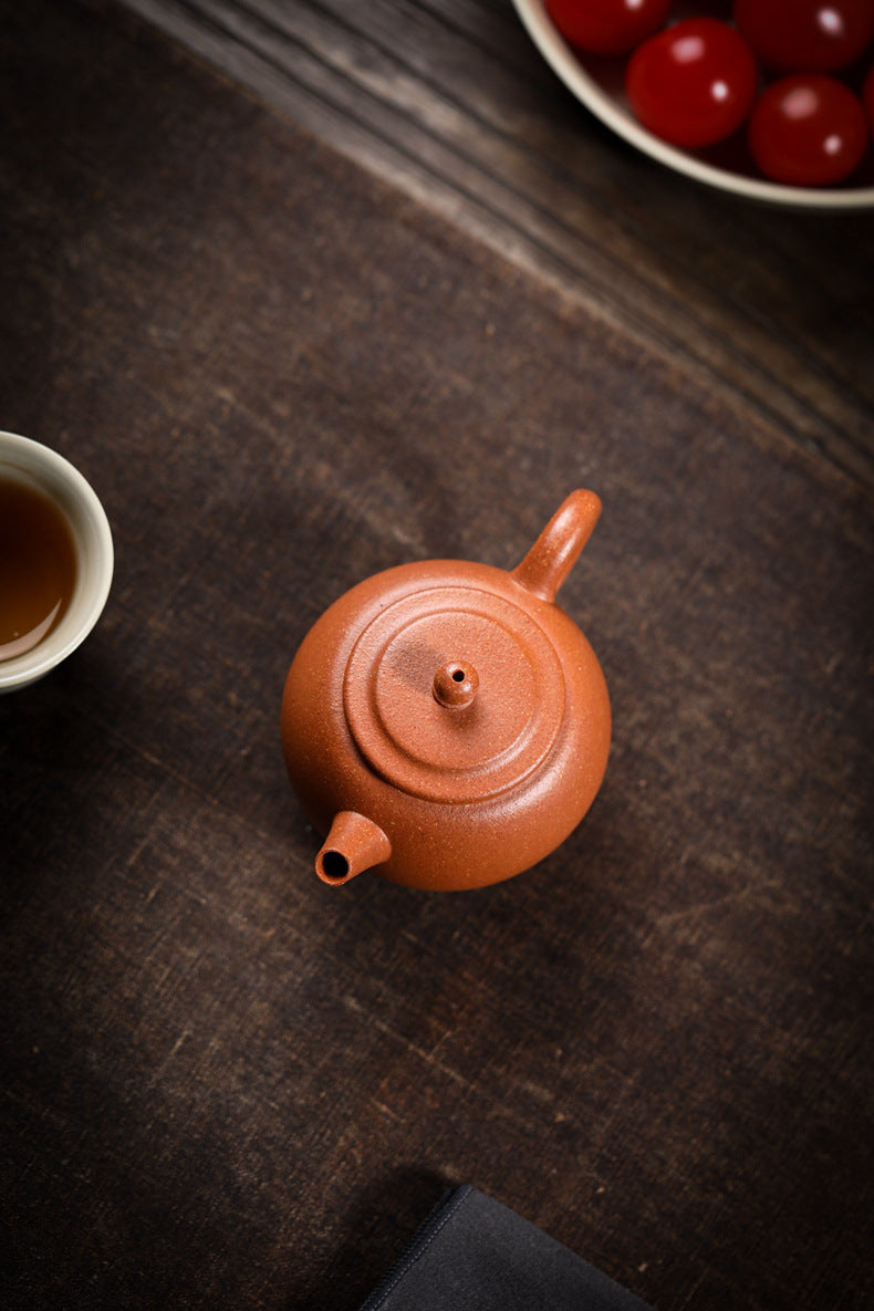 [Chingshui Tang 青水堂] Handmade Yixing Zisha Sandy Purple Clay Teapot – 120ml Original Ore Jin Jiangpo Clay, Handmade Thin Body with Built-in Filter, Da Bin Huai Yue Style Small Gongfu Teapot