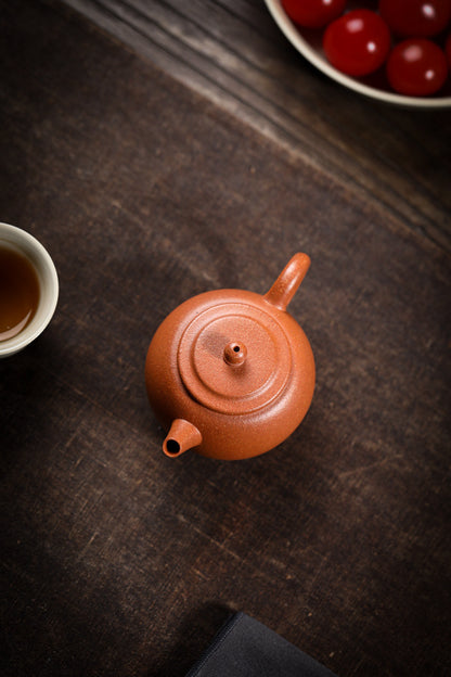 [Chingshui Tang 青水堂] Handmade Yixing Zisha Sandy Purple Clay Teapot – 120ml Original Ore Jin Jiangpo Clay, Handmade Thin Body with Built-in Filter, Da Bin Huai Yue Style Small Gongfu Teapot
