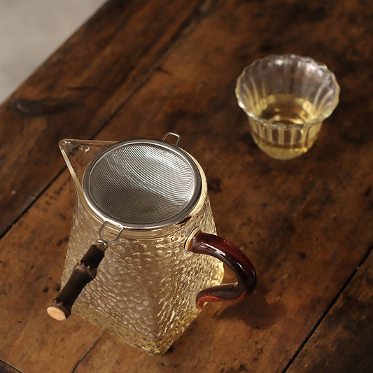 Gohobi New Purple Bamboo Handle Stainless Steel Tea Strainer