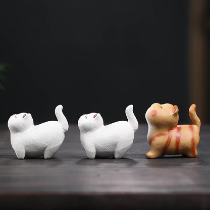 Gohobi Handmade Ceramic YiXing Clay Cat Ornament Tea pet