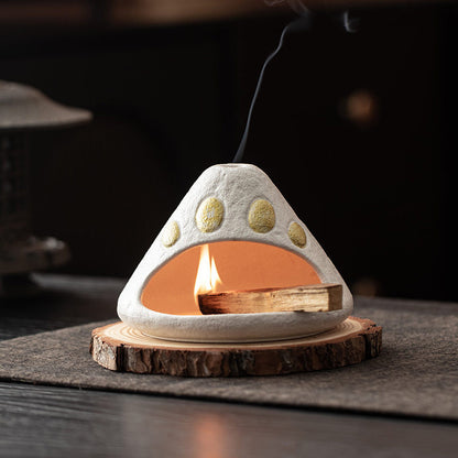 Gohobi Black & White Golden Mountain Ceramic Aromatherapy Fireplace Burner