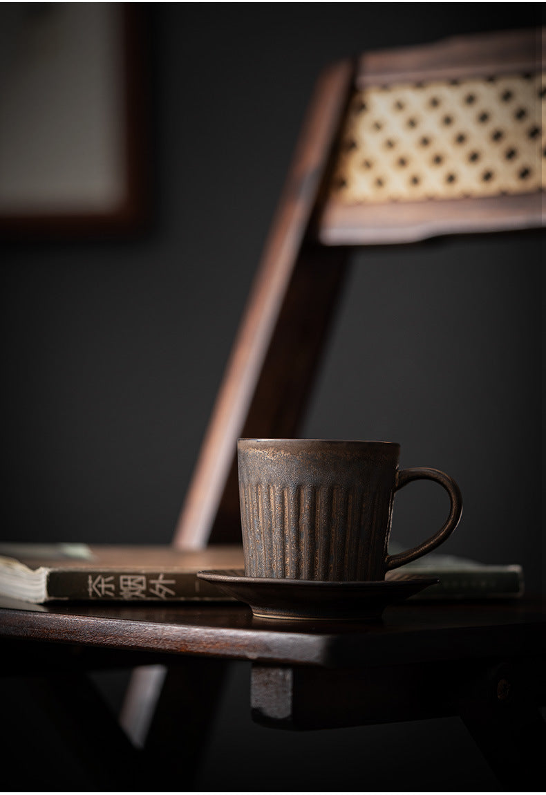 Gohobi Chinese Vintage Gilded Ceramic Coffee Cup with Saucer