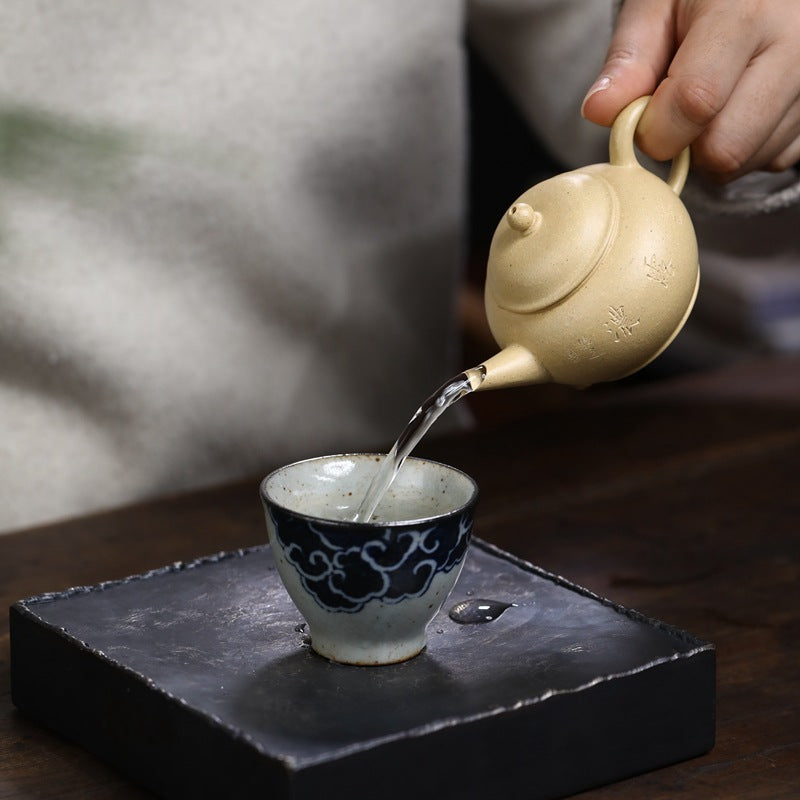 [Chingshui Tang 青水堂] Handmade Yixing Green Zisha Clay Xiaoping Teapot – 100ml Original Ore Benlu Caly with Inner Filter, Semi-Handmade Thin-Walled Gongfu Teapot