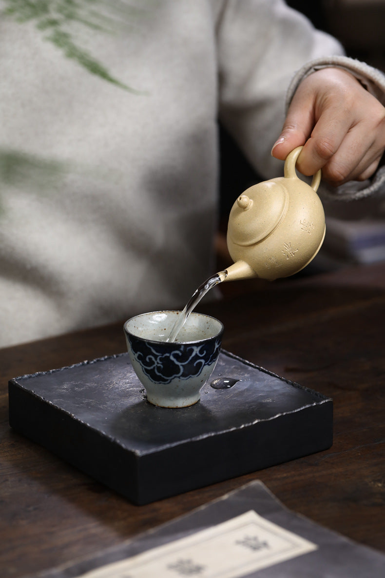 [Chingshui Tang 青水堂] Handmade Yixing Green Zisha Clay Xiaoping Teapot – 100ml Original Ore Benlu Caly with Inner Filter, Semi-Handmade Thin-Walled Gongfu Teapot