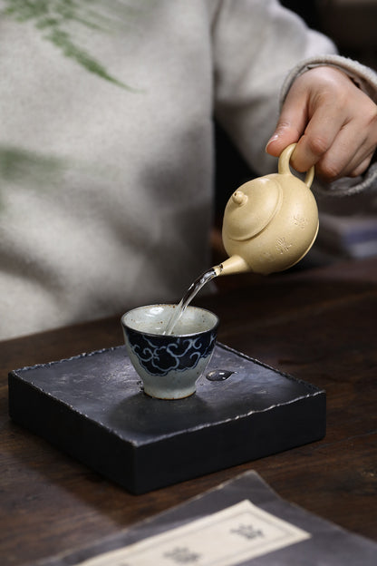 [Chingshui Tang 青水堂] Handmade Yixing Green Zisha Clay Xiaoping Teapot – 100ml Original Ore Benlu Caly with Inner Filter, Semi-Handmade Thin-Walled Gongfu Teapot