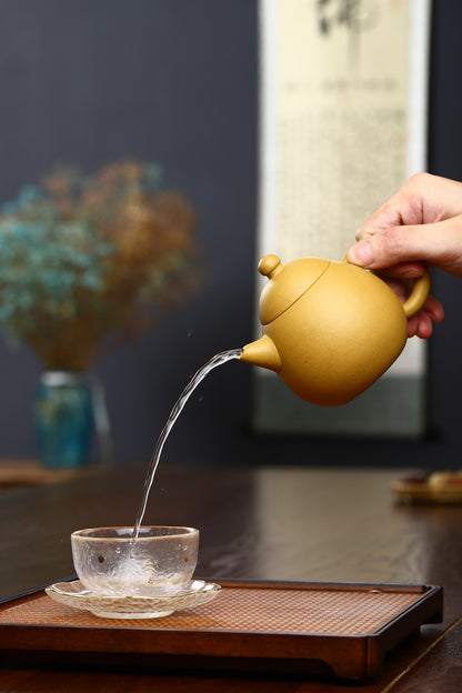 Théière en argile dorée de Yixing Gohobi en forme d'œuf de dragon