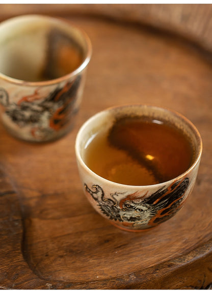 Gohobi Hand-painted Ink Dragon Ceramic Tea Cup