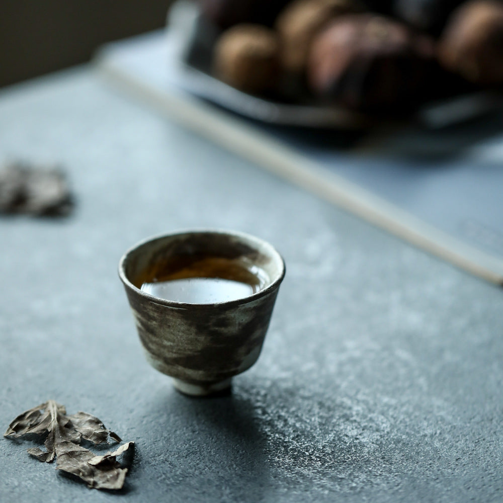 Gohobi Handmade Wood-fired Brown Ceramic Tea Cup (Short version)