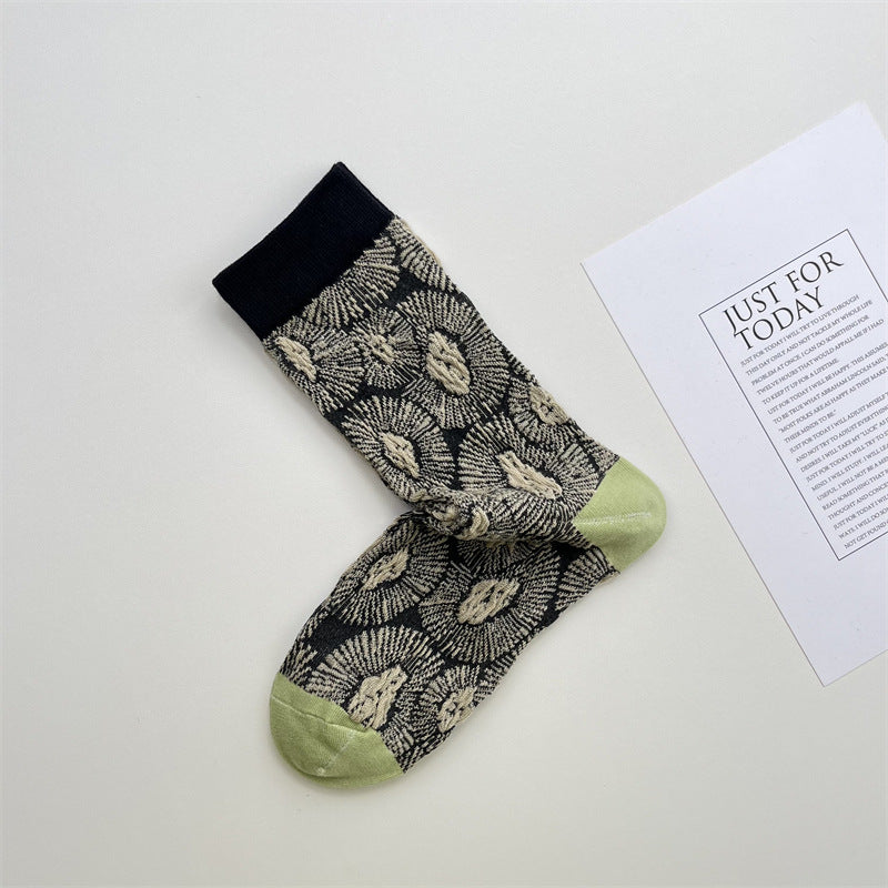 Gohobi Geometric Embossed Irregular Pattern Socks