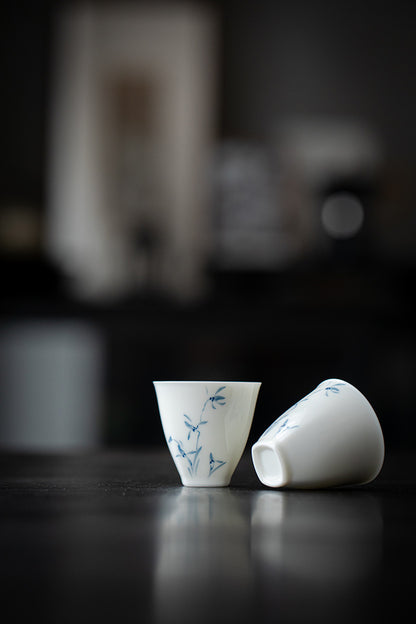 Gohobi White Porcelain Hand-Painted Orchid Teacup