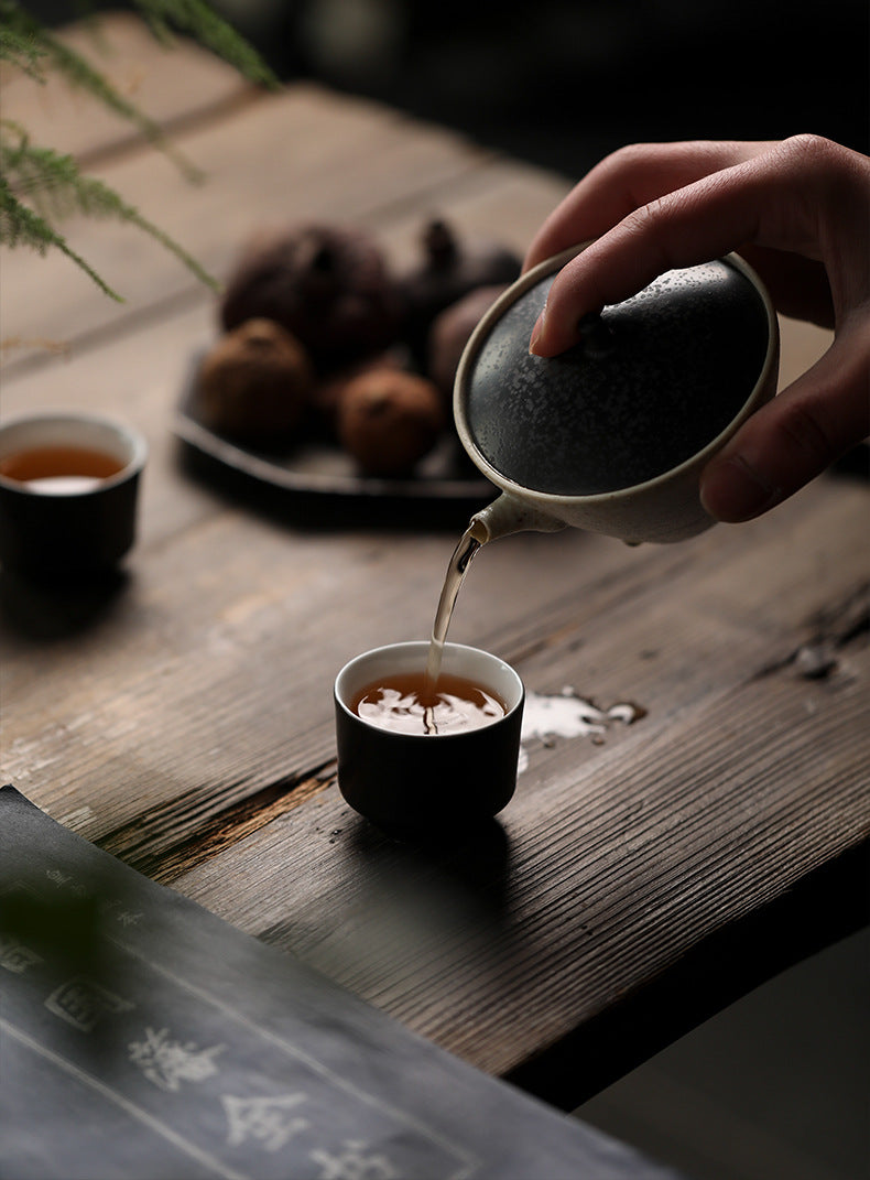 Gohobi Handmade Japanese Style Black and White Gaiwan