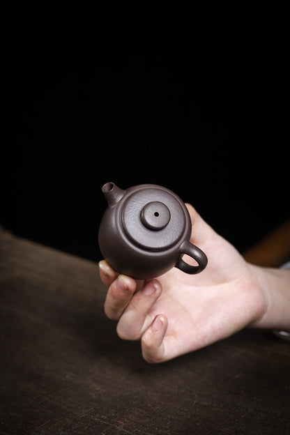 [Chingshui Tang 青水堂] Handmade Yixing Purple Zisha Clay Teapot  – 100ml Original Ore Sky Blue Clay Xiao Julun (Small Giant Wheel) Style, Thin-Walled Gongfu Teapot with Built-in Filter