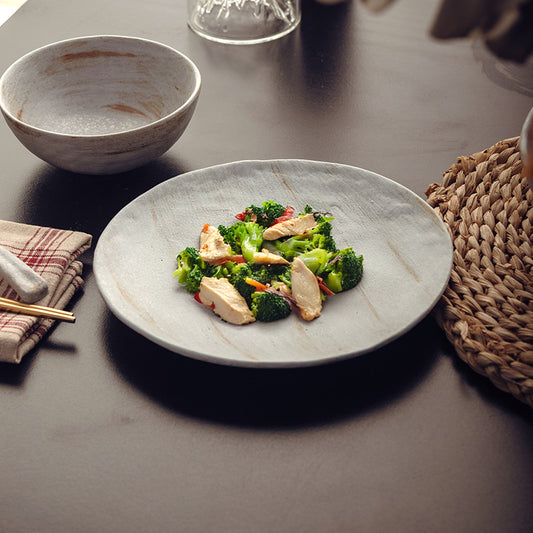 Gohobi Dill-Painted Firewood-Fired Flat Plate