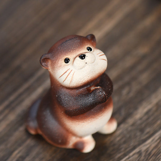 Gohobi Handmade Ceramic YiXing Clay Otter Ornament Tea pet