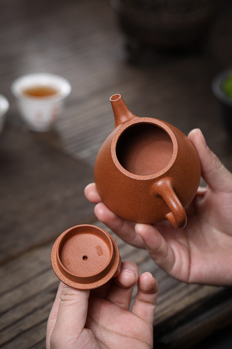[Chingshui Tang 青水堂] Handmade Yixing Zisha Sandy Purple Clay Teapot 150ml – Original Ore Golden Jiangpo Clay Gaoshi Piao Teapot, Lightweight Body for Gongfu Tea Brewing