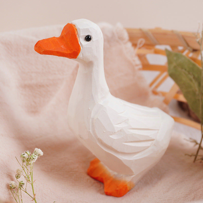 Gohobi Handcrafted Wooden White Duck Ornament