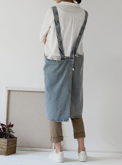 Gohobi Japanese Style Washed Denim Cotton Apron