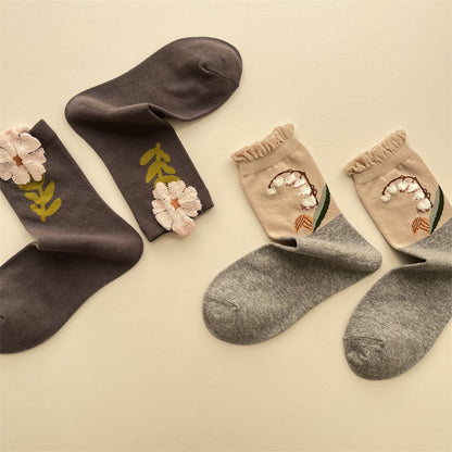 Gohobi Japanese Tulip Mid-Calf Socks