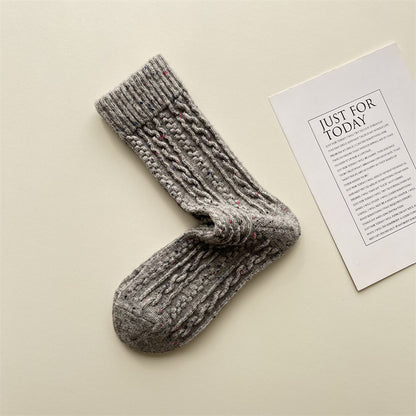 Gohobi Cable Knit Wool Mid-Calf Socks