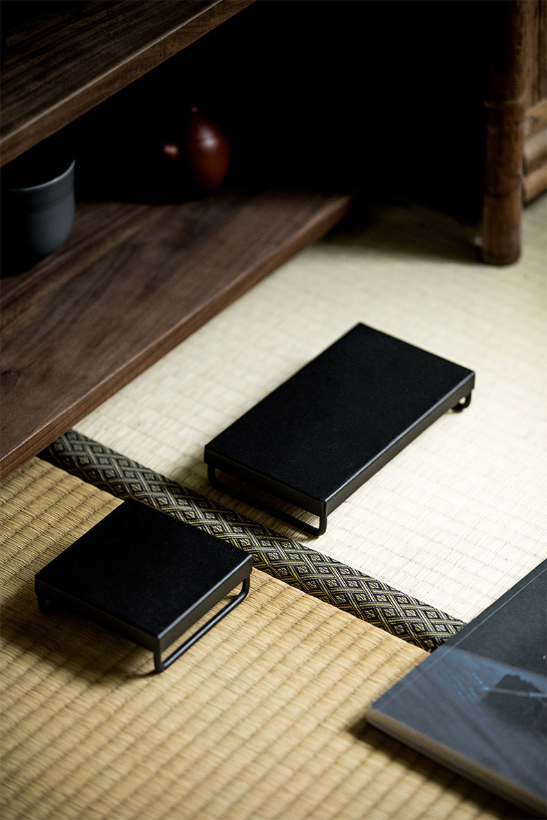 Gohobi Japanese-style Wabi-Sabi Black Square Iron Tray 006