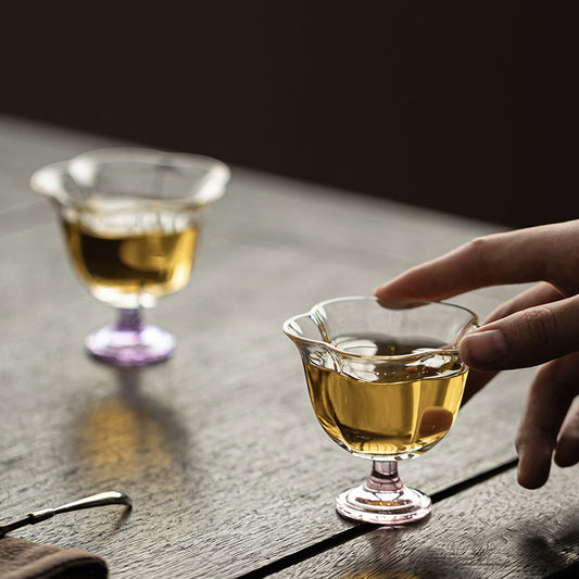 Gohobi High Borosilicate Glass Tall Footed Tea Cup – Transparent Heat-Resistant Master Cup for Gongfu Tea, Chinese Teaware for Home Use