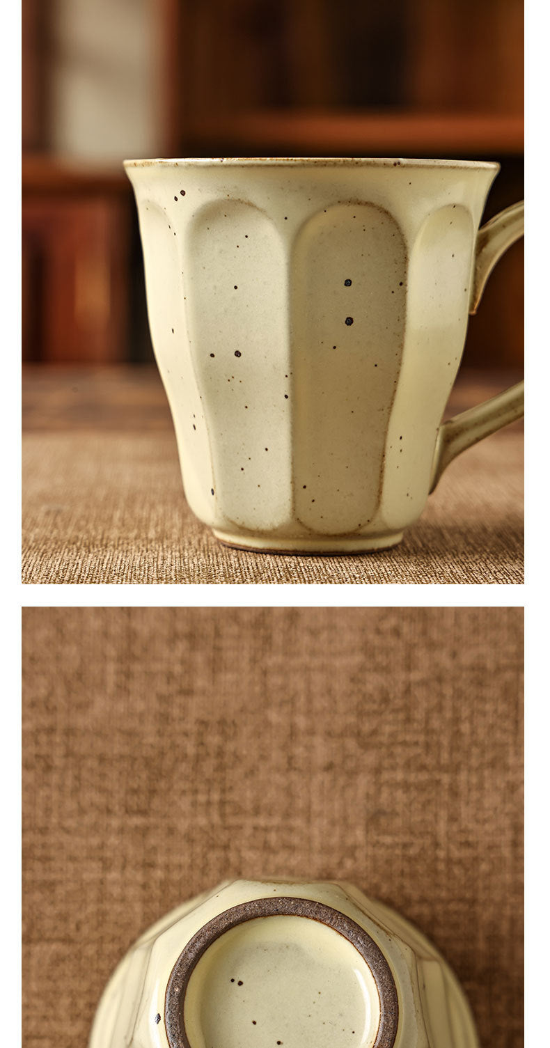 Gohobi Handmade Tall Stoneware Coffee Mug and Saucer Set