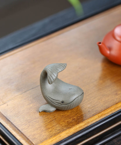 Gohobi Handmade Ceramic YiXing Clay Whale Ornament Tea pet