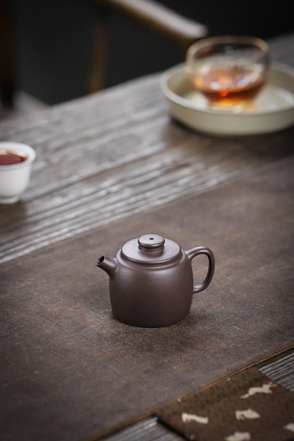 [Chingshui Tang 青水堂] Handmade Yixing Purple Zisha Clay Teapot  – 100ml Original Ore Sky Blue Clay Xiao Julun (Small Giant Wheel) Style, Thin-Walled Gongfu Teapot with Built-in Filter