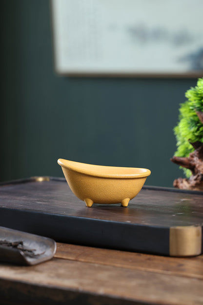 Gohobi Yixing Purple Clay Bamboo Rocking Chair Tea Pet – Handmade Tea Table Ornament