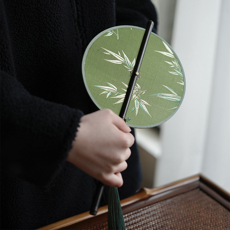 Gohobi Song Dynasty Style Round Hand Fan – Chinese Bamboo Handle Fan