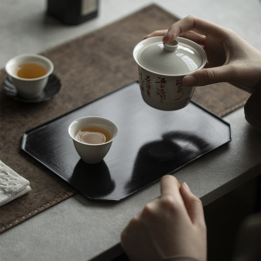 Gohobi Japanese-style Wabi-Sabi Black Rectangular Iron Tray 008